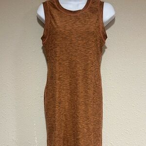 prAna Sleeveless Dress Size M | Brown Heathered Racerback Stretch Midi